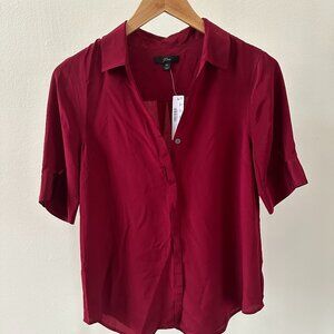 J.Crew Red Silk Button Down Shirt